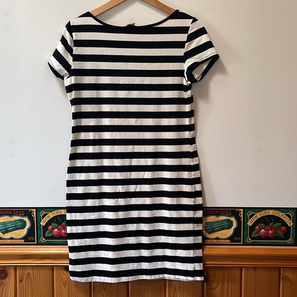 Women’s Black and Off White Striped Dress - Picture 2 of 3
